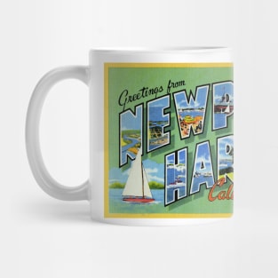 Greetings from Newport Harbor, California - Vintage Large Letter Postcard Mug